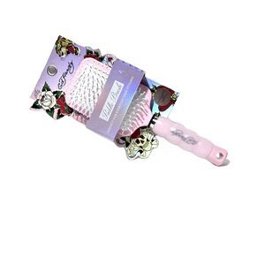 Ed Hardy Pink Paddle Detangler Hair Brush Comfortable Grip Handle NEW in Box